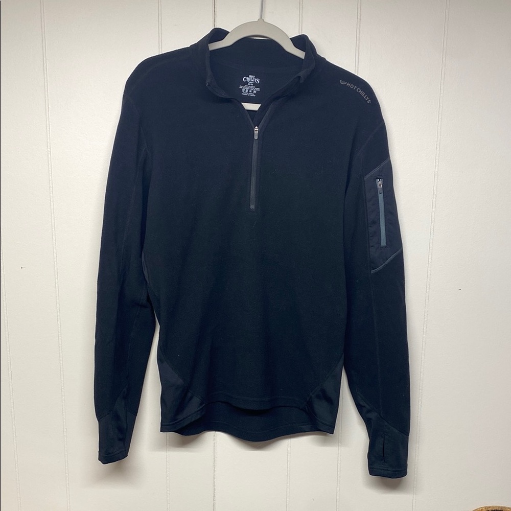 Men's Black Hot Chilly’s Fleece Quarter Zip Baselayer/Mid-Layer, Size M